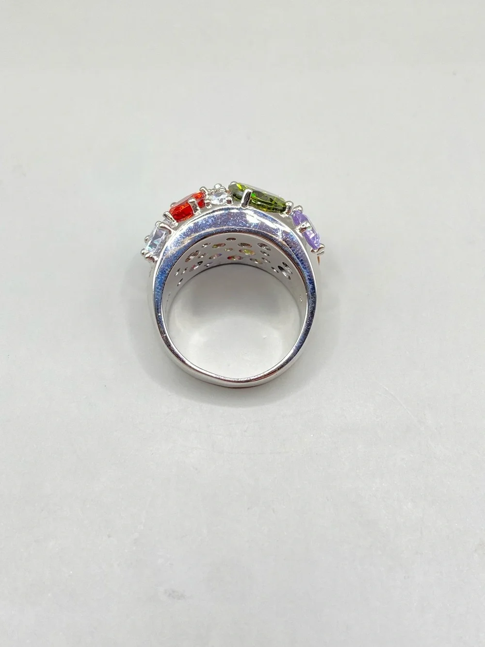 Vintage Natalia V Collister NVC Silver Tone Multicolor Gemstone Ring